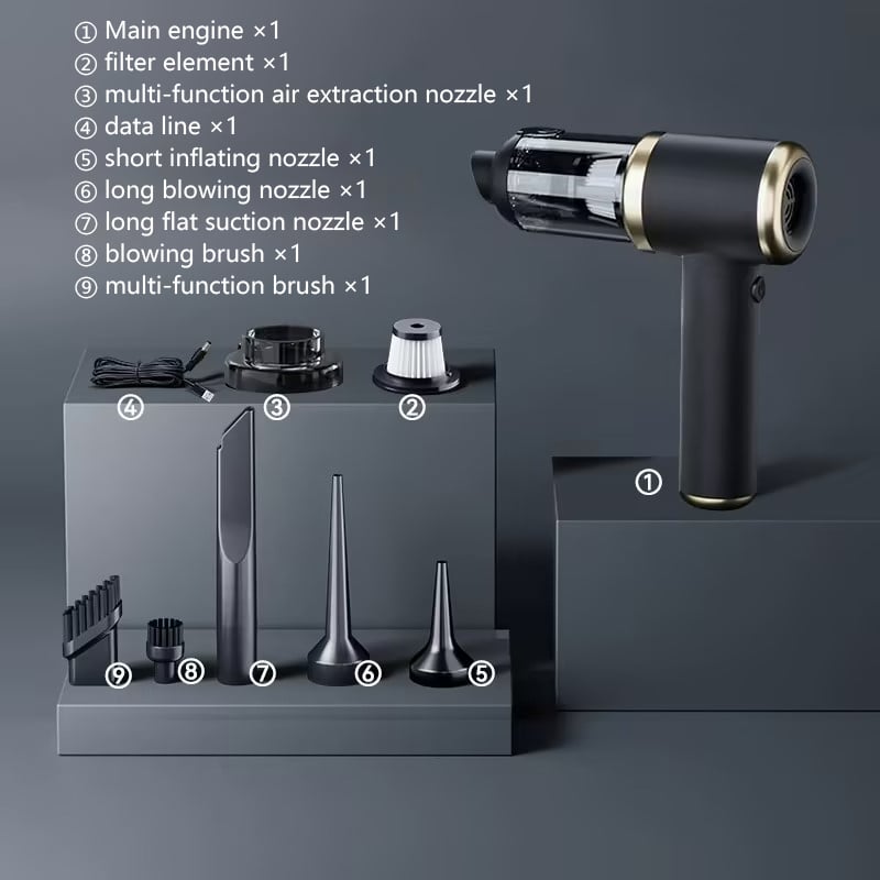 (Gratis Frakt)Bærbar batteridrevet trykkluftstøvsuger