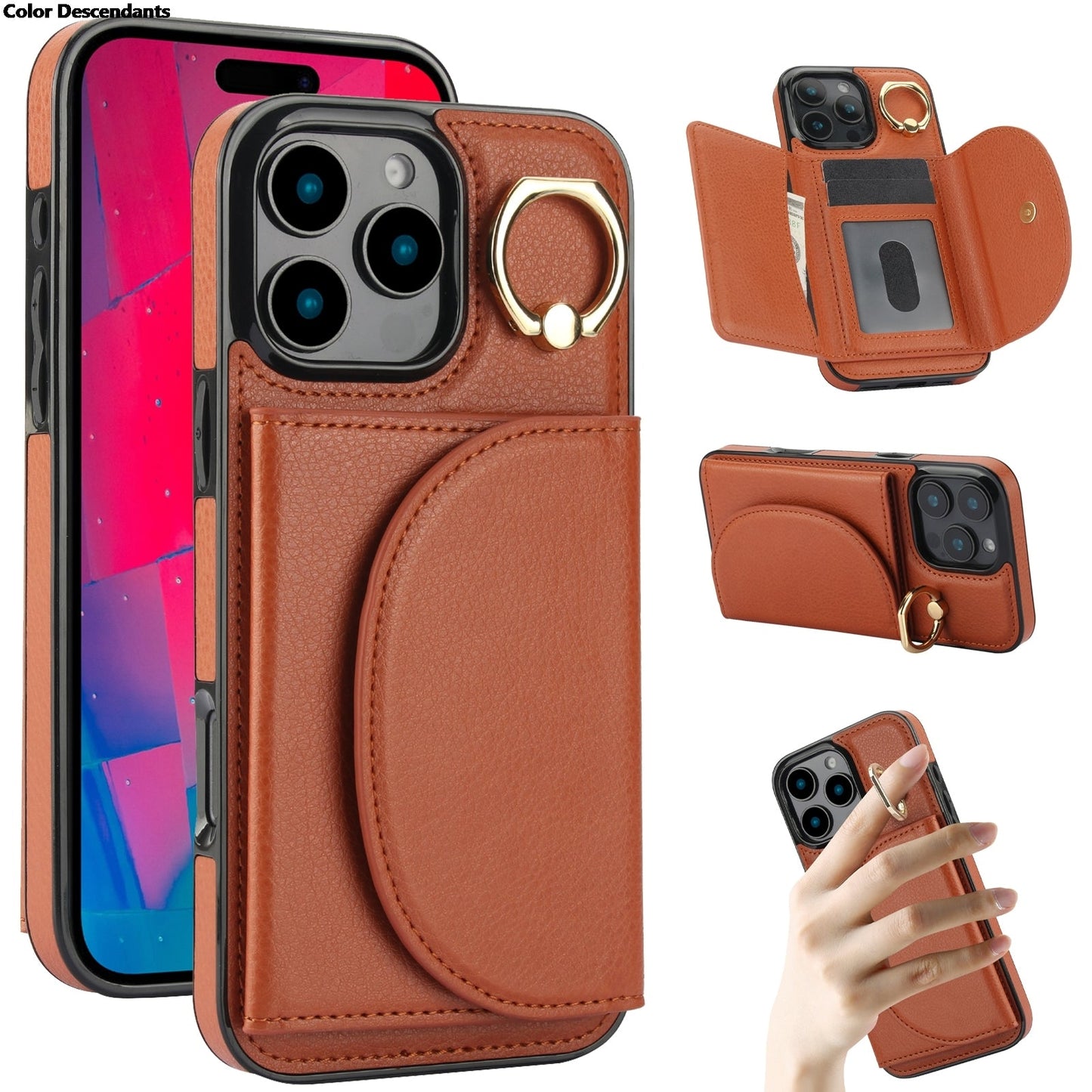 Lærringdeksel / iPhone 17 Pro Max stativdeksel med kortspor