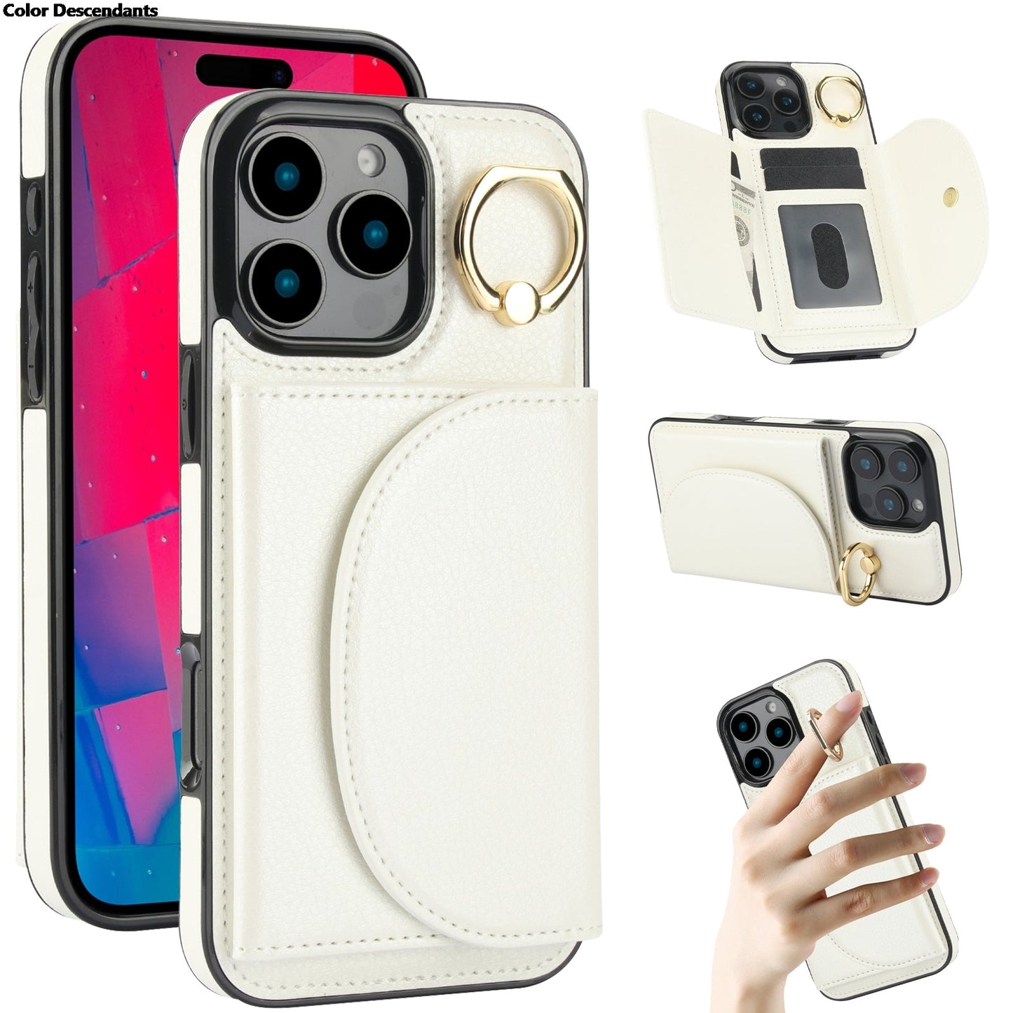 Lærringdeksel / iPhone 17 Pro Max stativdeksel med kortspor