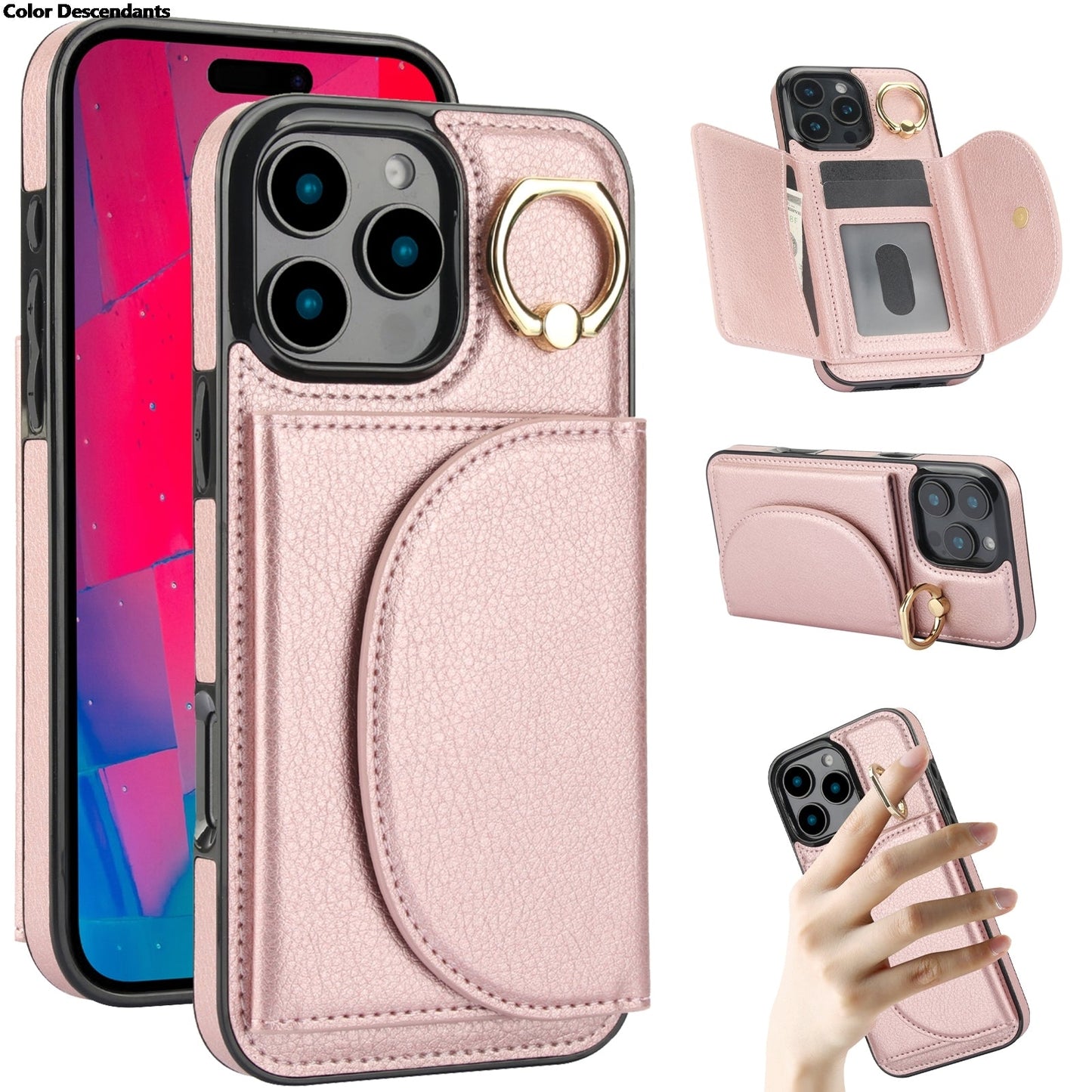 Lærringdeksel / iPhone 17 Pro Max stativdeksel med kortspor