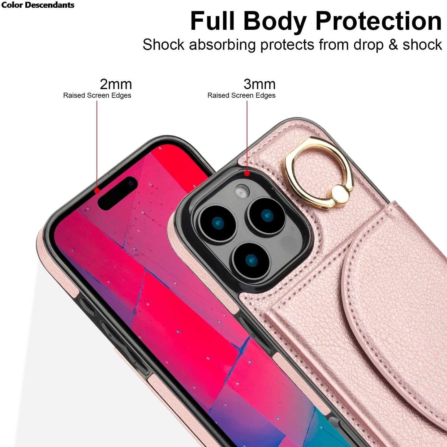 Lærringdeksel / iPhone 17 Pro Max stativdeksel med kortspor