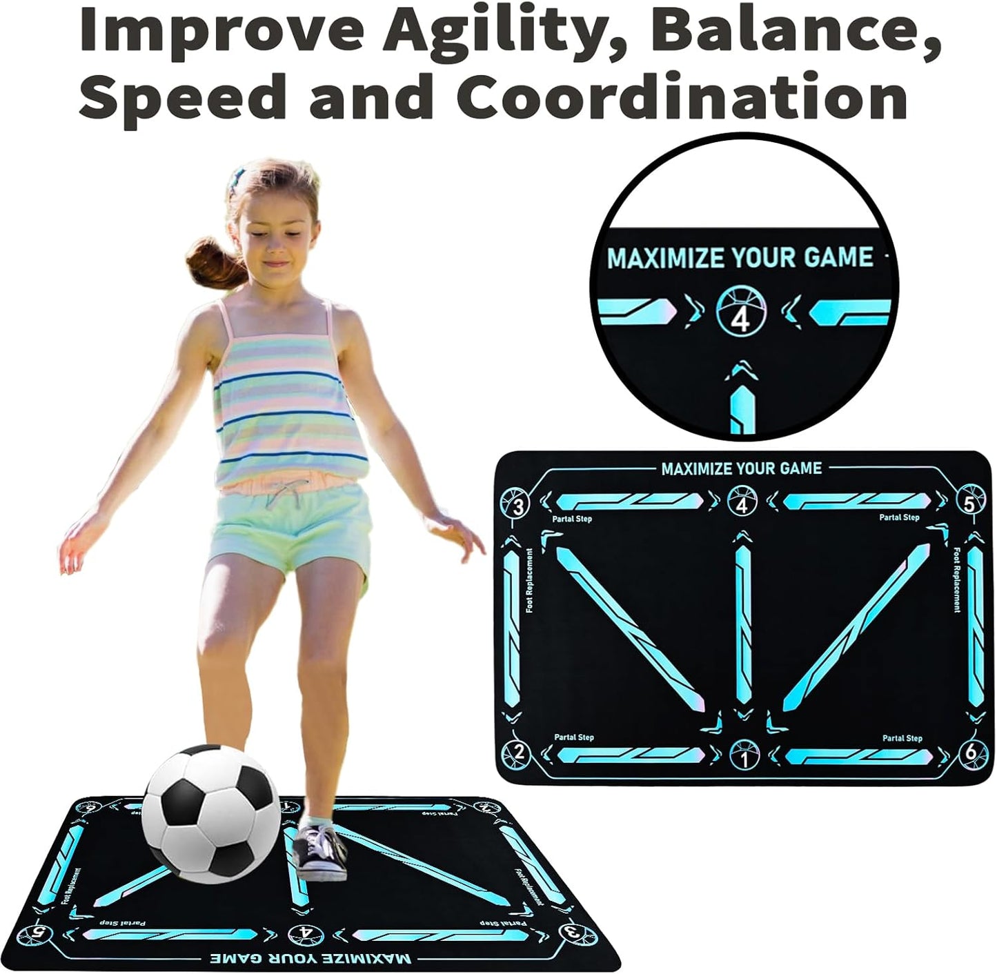 Soccer Train Mat for All Levels Non-Slip Silent