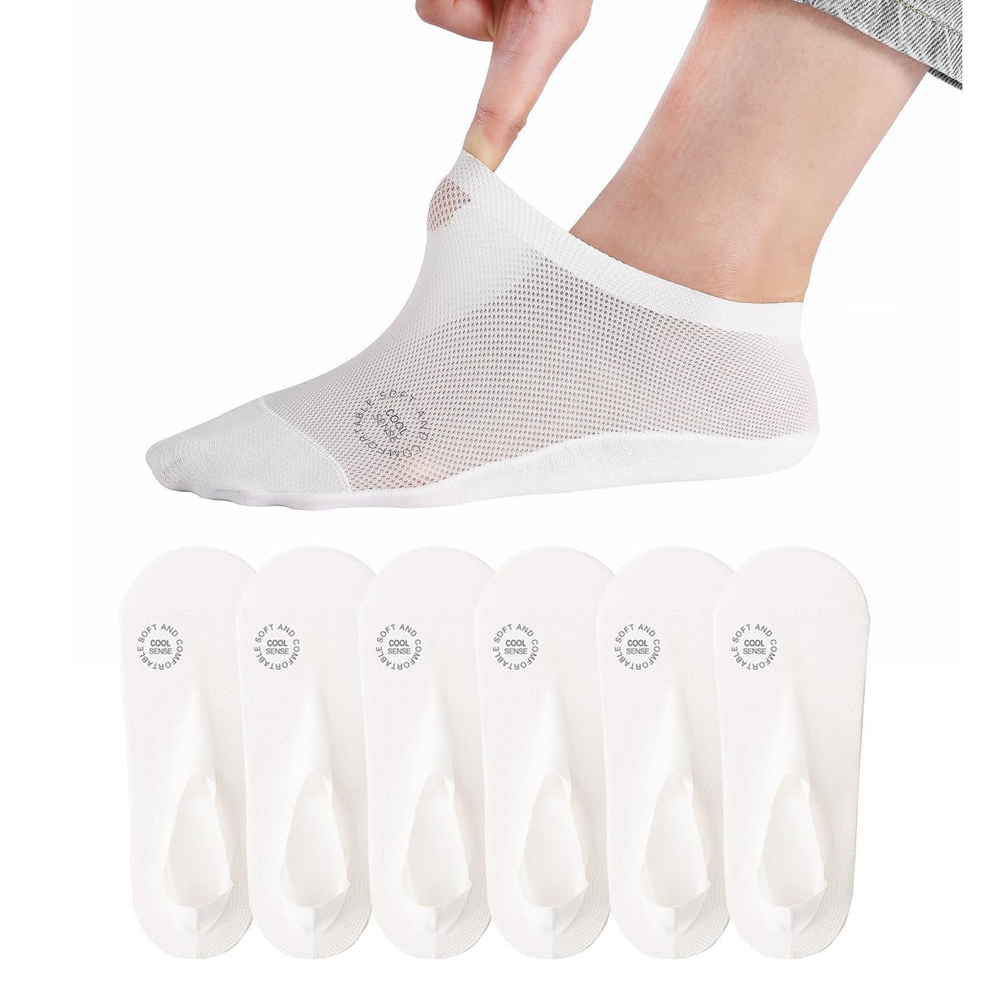 🔥 Pakke med 3 par usynlige sokker med sklisikker såle 🧦 – Pustende, lavskåret design med sklisikker og svetteabsorberende egenskape