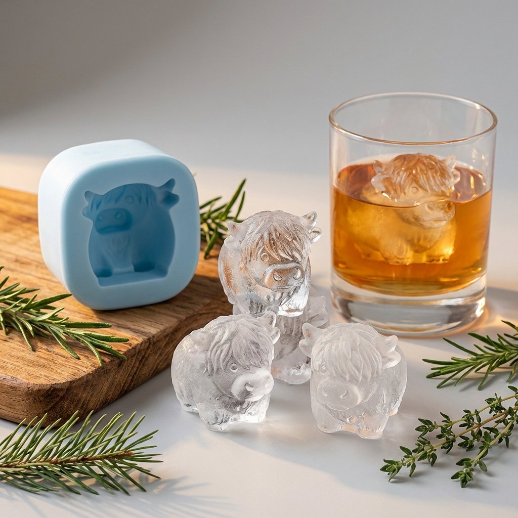 🐮 Mini isbitform av høylandsku – Søt 3D-is til drinker, fester og gave