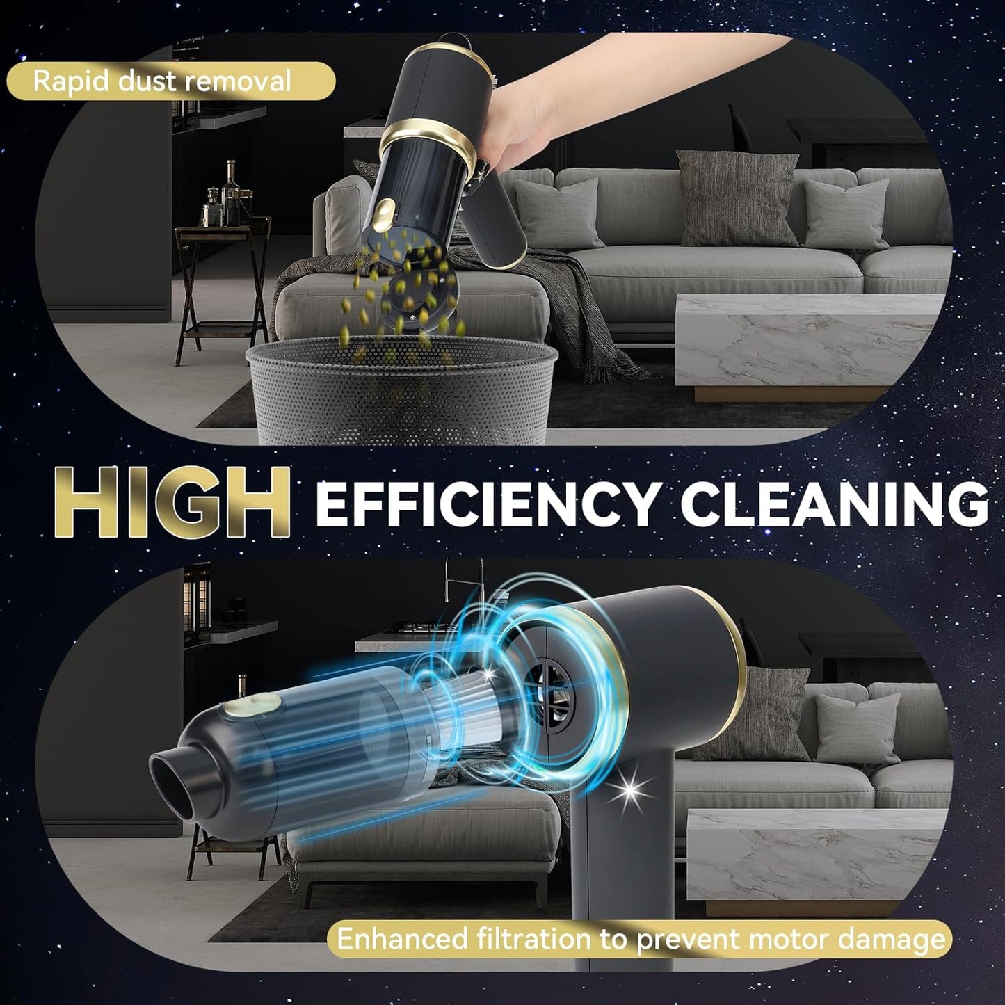 （Gratis Frakt）Bærbar batteridrevet trykkluftstøvsuger