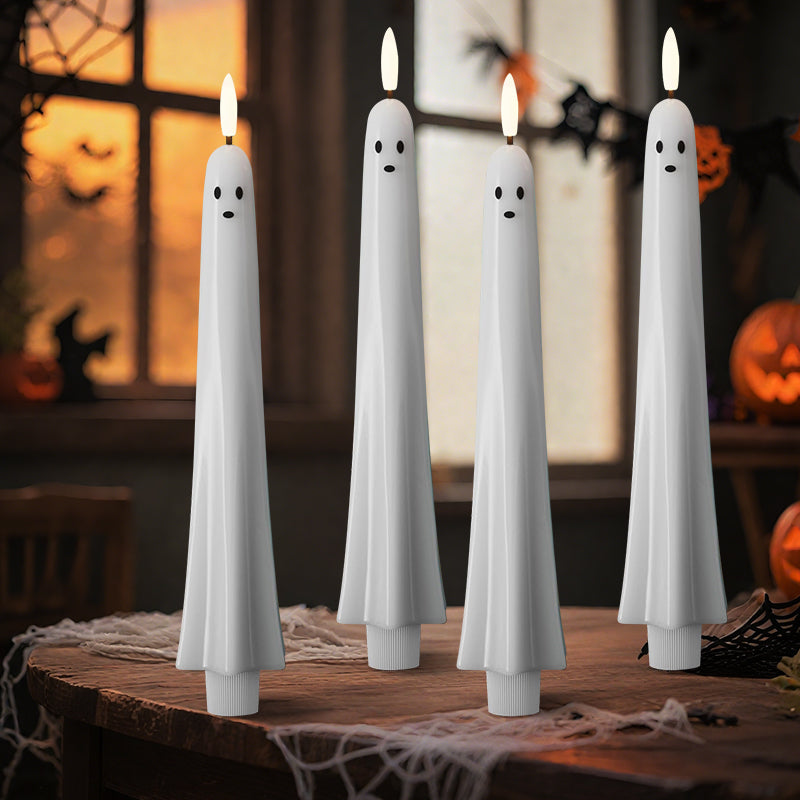 🎃👻Fjernstyrt spøkelseslys med 3D-flimrende veke 👻🎃