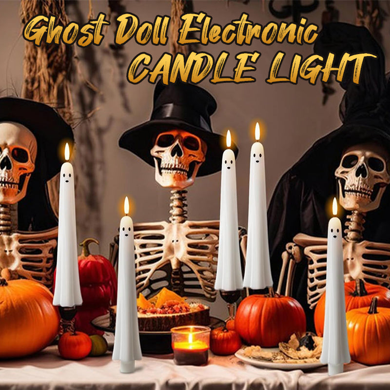 🎃👻Fjernstyrt spøkelseslys med 3D-flimrende veke 👻🎃