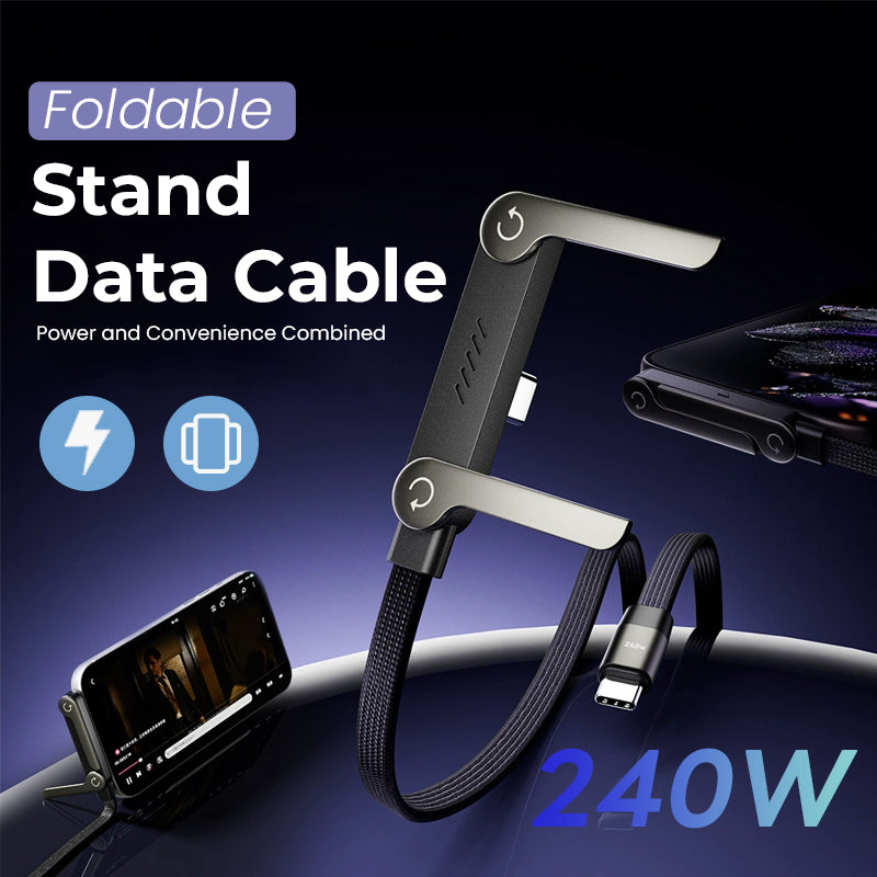⚡2-i-1 usynlig ladekabel – 240W hurtigladekabel med innebygd telefonstativ