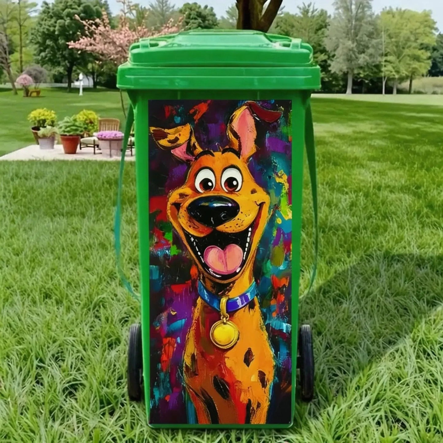 🦒🐯Kreativt søppelbøtteklistremerke med fargerik tegneserie✨