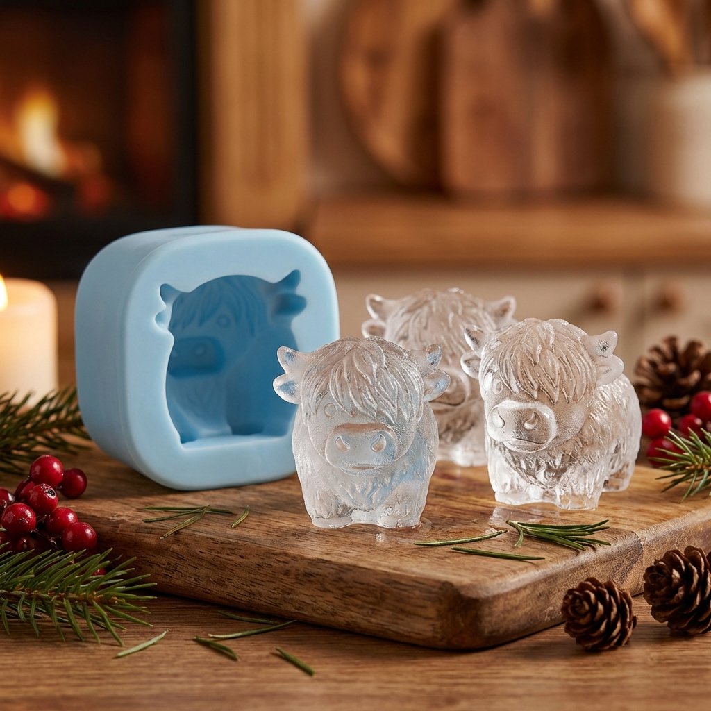 🐮 Mini isbitform av høylandsku – Søt 3D-is til drinker, fester og gave
