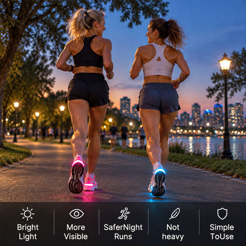 🏃‍♂️LED-hællys til sko – Synlighetslys for løping og turgåing
