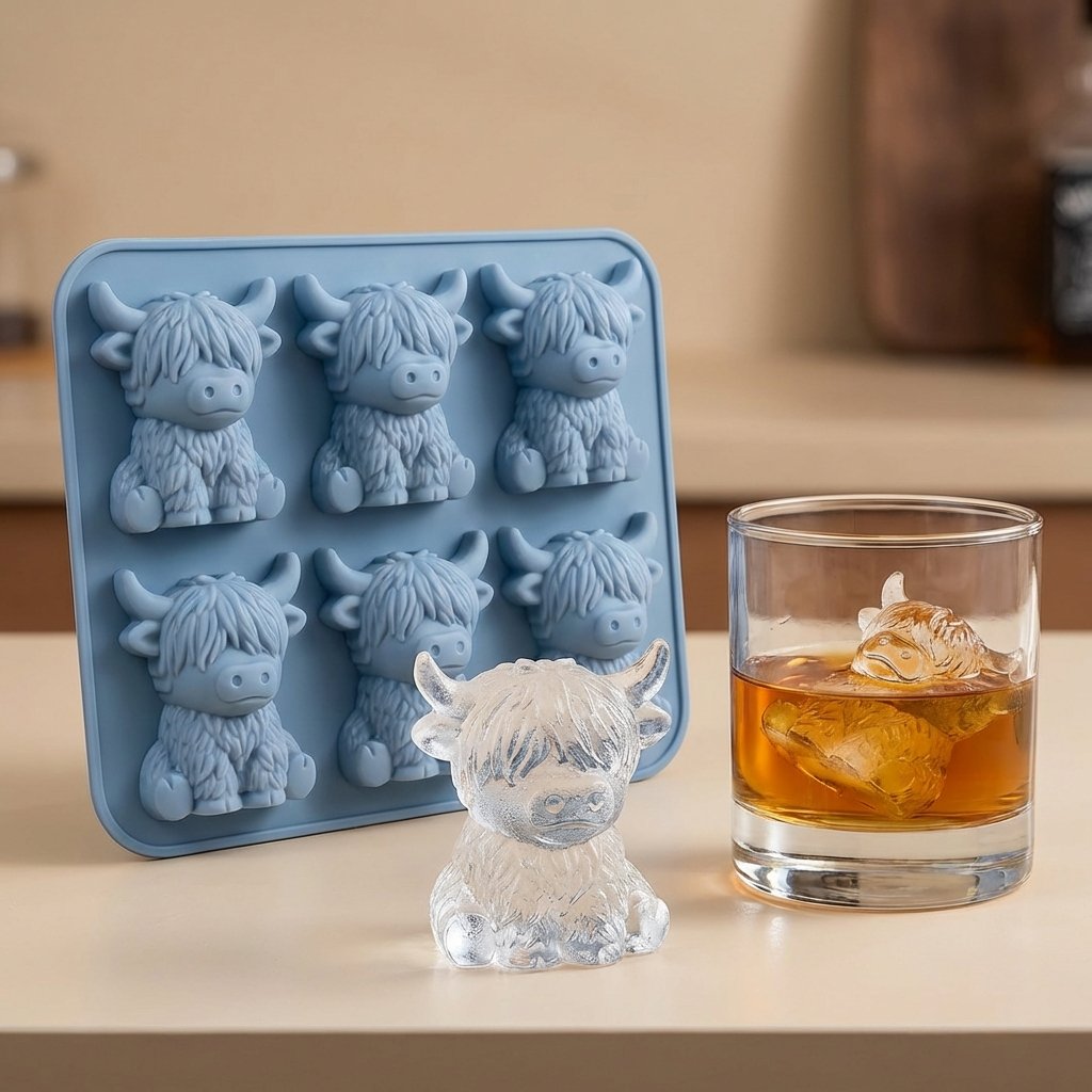 🐮 Mini isbitform av høylandsku – Søt 3D-is til drinker, fester og gave