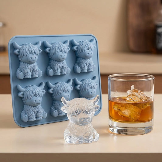 🐮 Mini isbitform av høylandsku – Søt 3D-is til drinker, fester og gave
