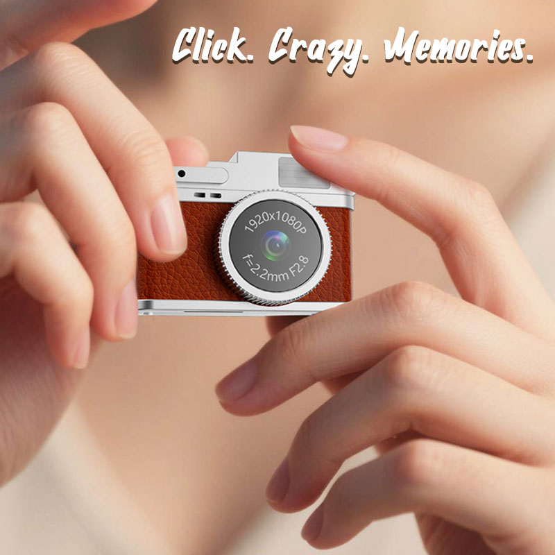 📸✨ Retro minikamera – Kompakt kamera i vintage-stil for skarpe, spontane øyeblikksbilder! ✨🎞️