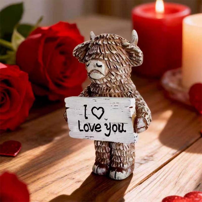 Hochlandrind „Ich ❤️ liebe dich“ Harzstatue