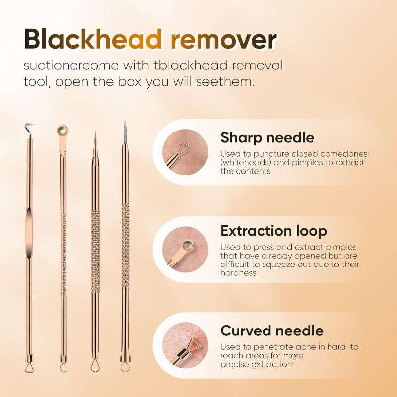 Oppladbar porestøvsuger - 6-i-1 hudormfjerner med smart skjerm og ekstraksjonssett