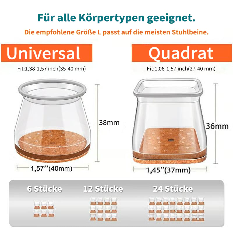 ✨ Universelle gummibeskyttere for stolben – Passer til alle stolbenformer, ripebestandige og slitesterke, den ultimate løsningen for å beskytte gulvene dine.
