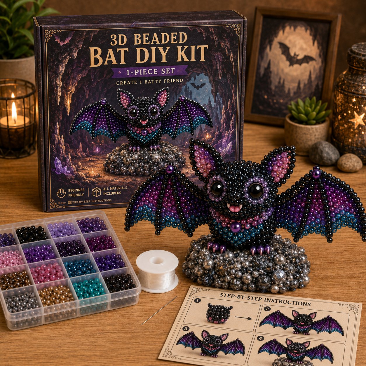 🧵✨ Lite DIY-sett med 3D-perledyr