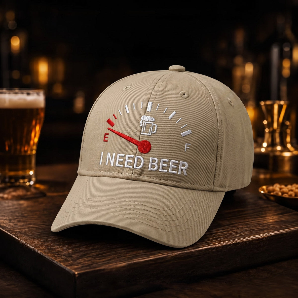 🍺 Baseballcaps med broderi på «I NEED BEER» – Unisex minnecap