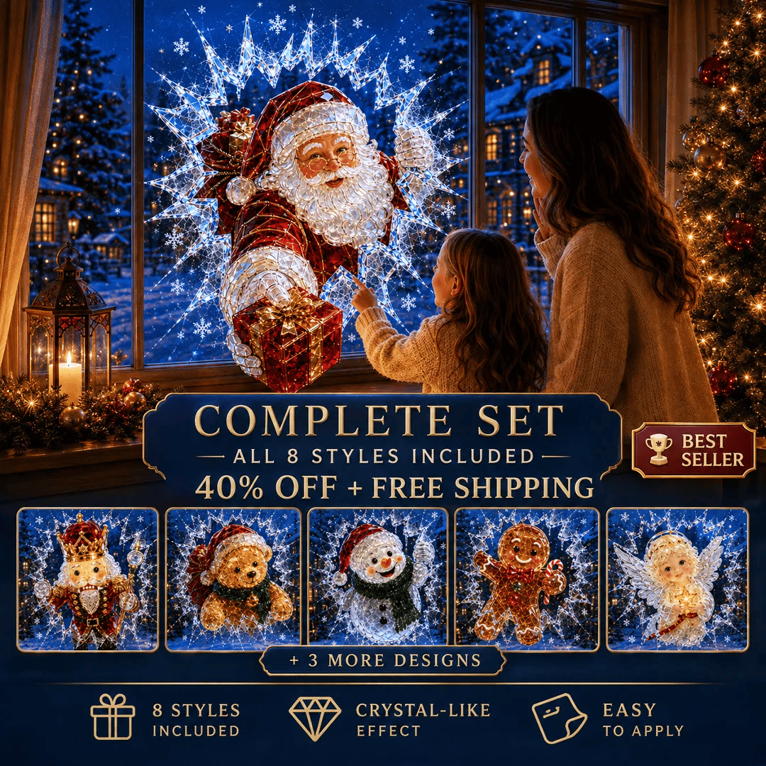 🔥HETEREA 49 % RABATT✨🎄Krystalljulevindu-innbruddsdekorasjon — 3D-dekorasjon av knust glassvind