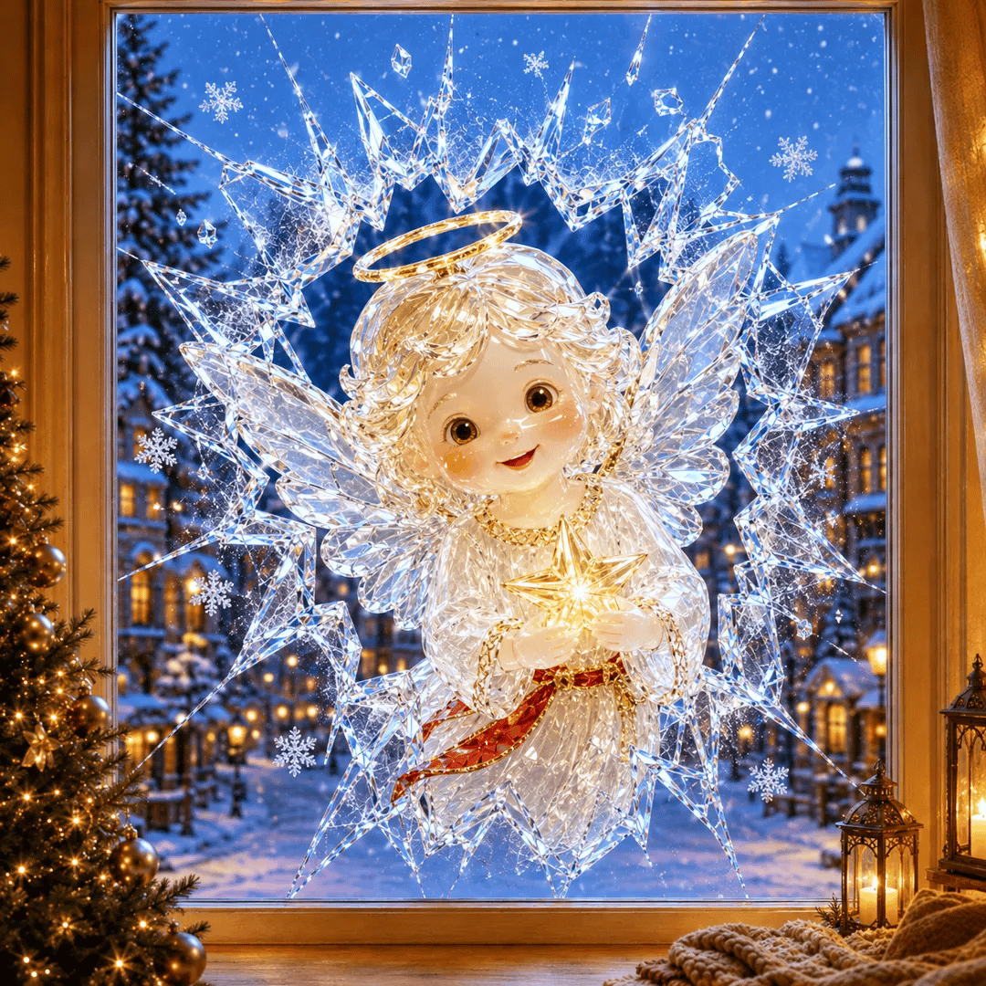 🔥HETEREA 49 % RABATT✨🎄Krystalljulevindu-innbruddsdekorasjon — 3D-dekorasjon av knust glassvind