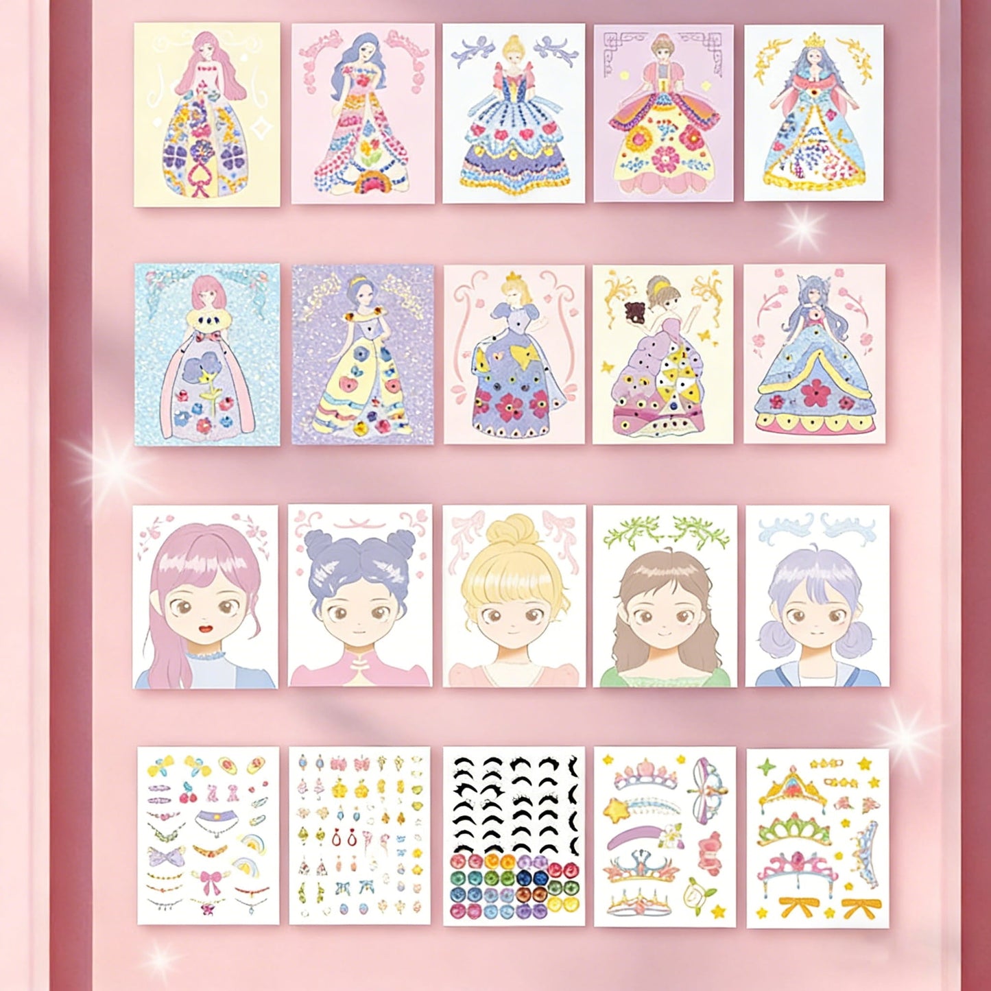 👸Prinsesse DIY-hobbysett: sminke, diamantkunst og utklednin