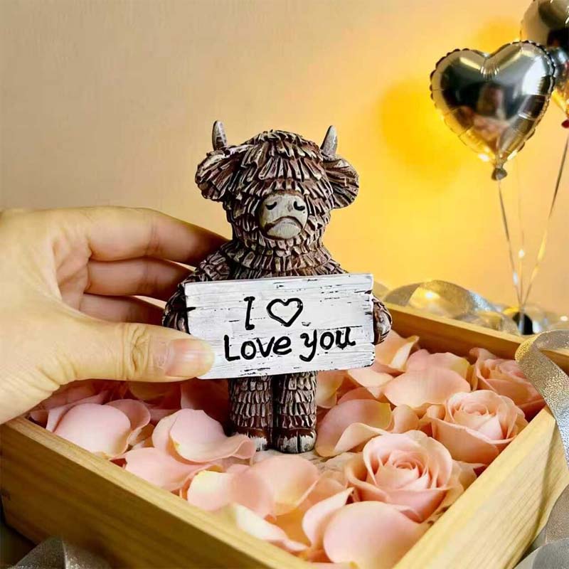 Hochlandrind „Ich ❤️ liebe dich“ Harzstatue