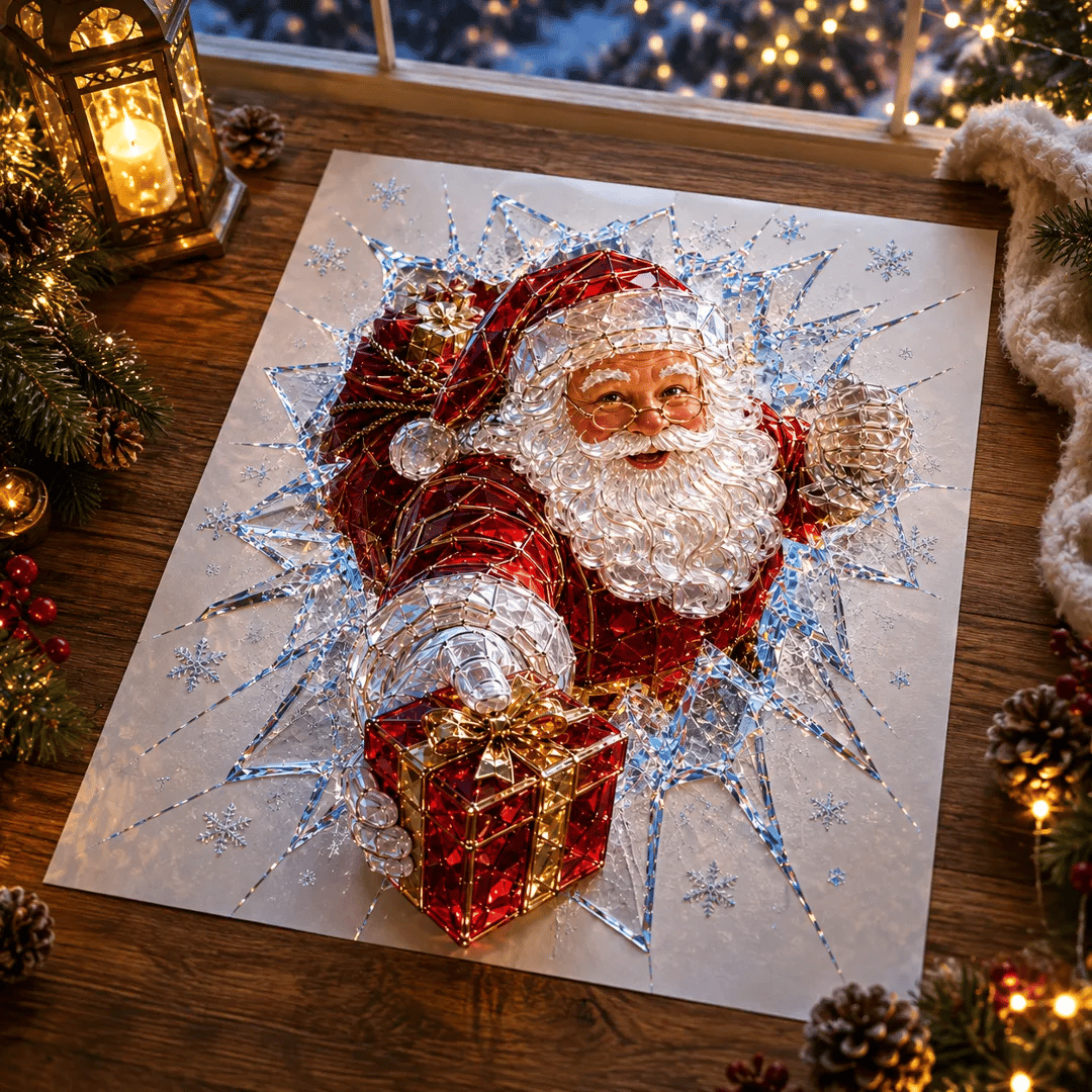 🔥HETEREA 49 % RABATT✨🎄Krystalljulevindu-innbruddsdekorasjon — 3D-dekorasjon av knust glassvind