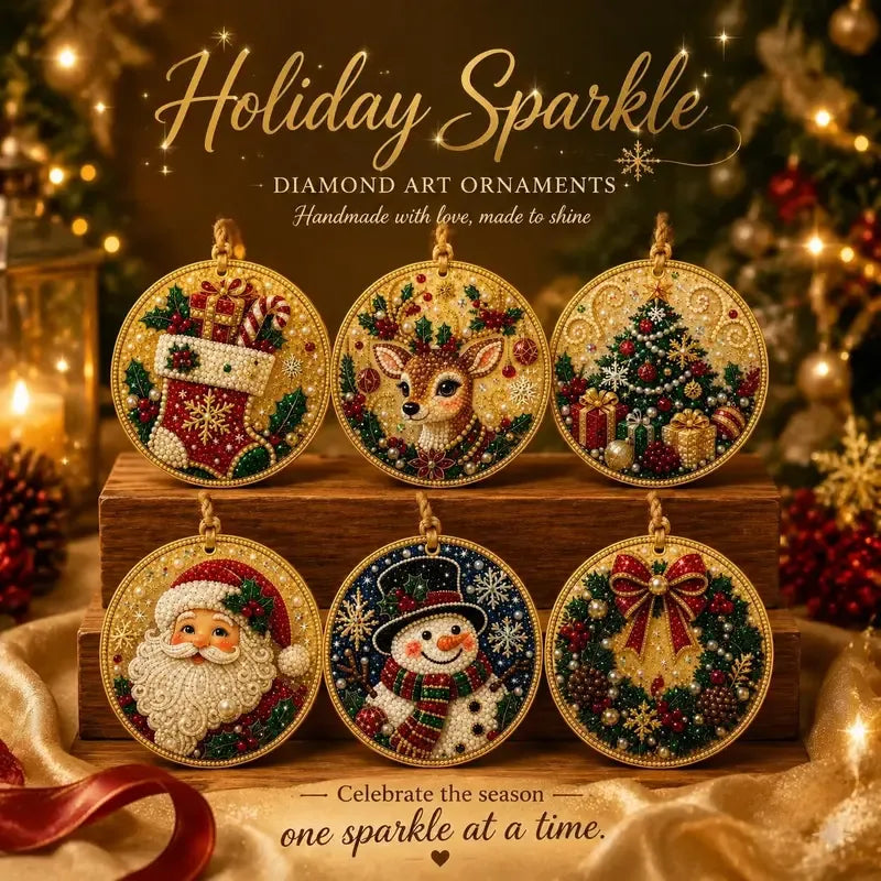 ⏳ Siste dag med 49 % rabatt – 🎄Nybegynnervennlig DIY-diamantmalingssett med juleperler og edelstener | 6 festlige motiver med glitrende perler, fasetterte edelstener og 3D-lagdelte detalje