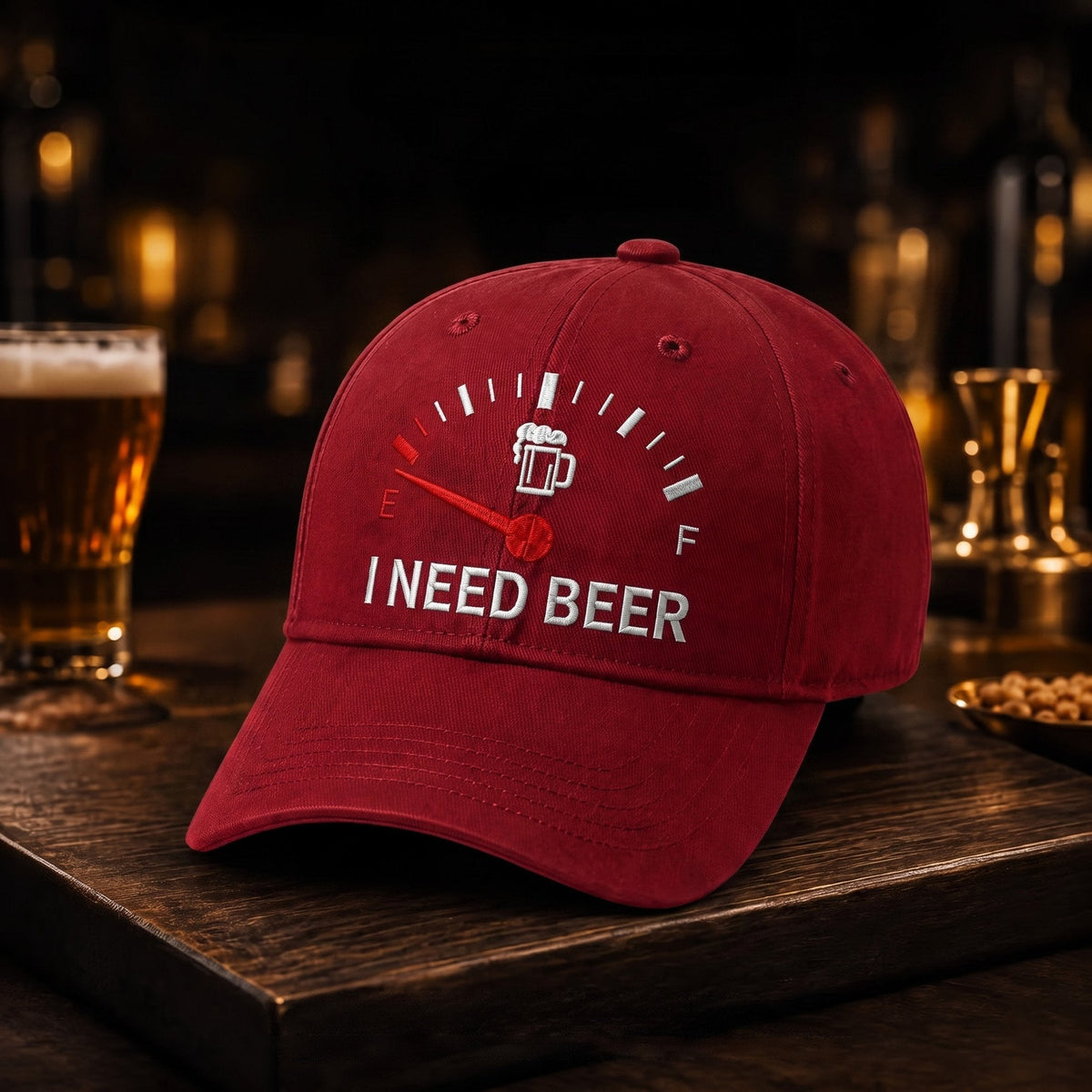 🍺 Baseballcaps med broderi på «I NEED BEER» – Unisex minnecap
