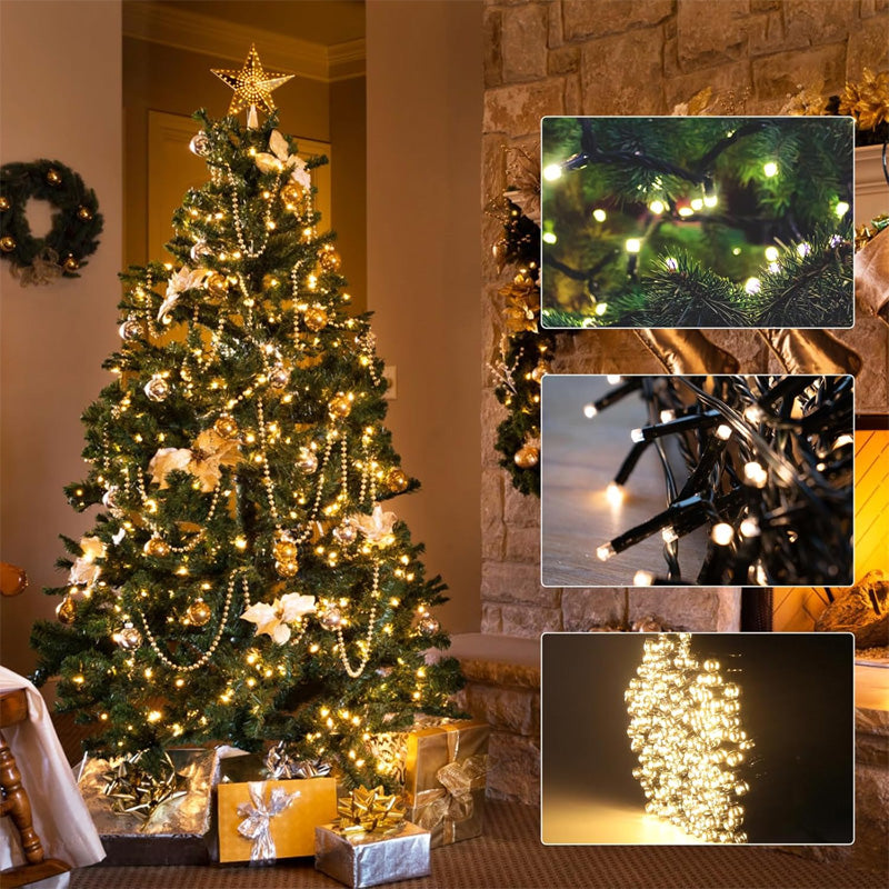 🎄 LED-ring juletrelys med femkantet stjerne 🎄