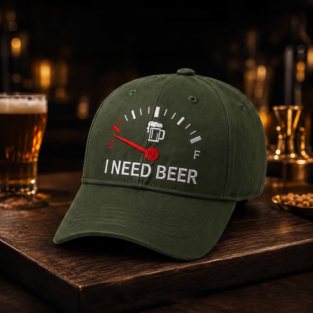 🍺 Baseballcaps med broderi på «I NEED BEER» – Unisex minnecap