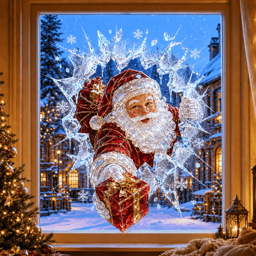 🔥HETEREA 49 % RABATT✨🎄Krystalljulevindu-innbruddsdekorasjon — 3D-dekorasjon av knust glassvind