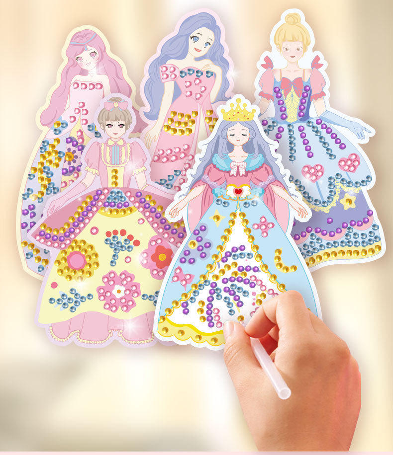 👸Prinsesse DIY-hobbysett: sminke, diamantkunst og utklednin