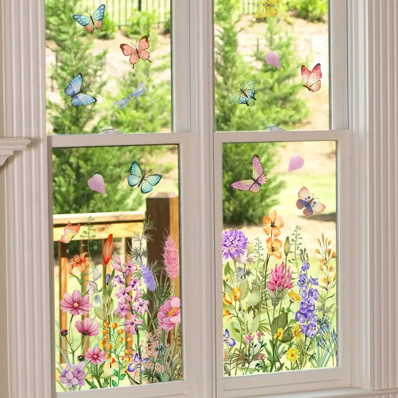 Kjøp 2 få 1 gratis💐Fargerik blomsterbukett vindusklistremerke