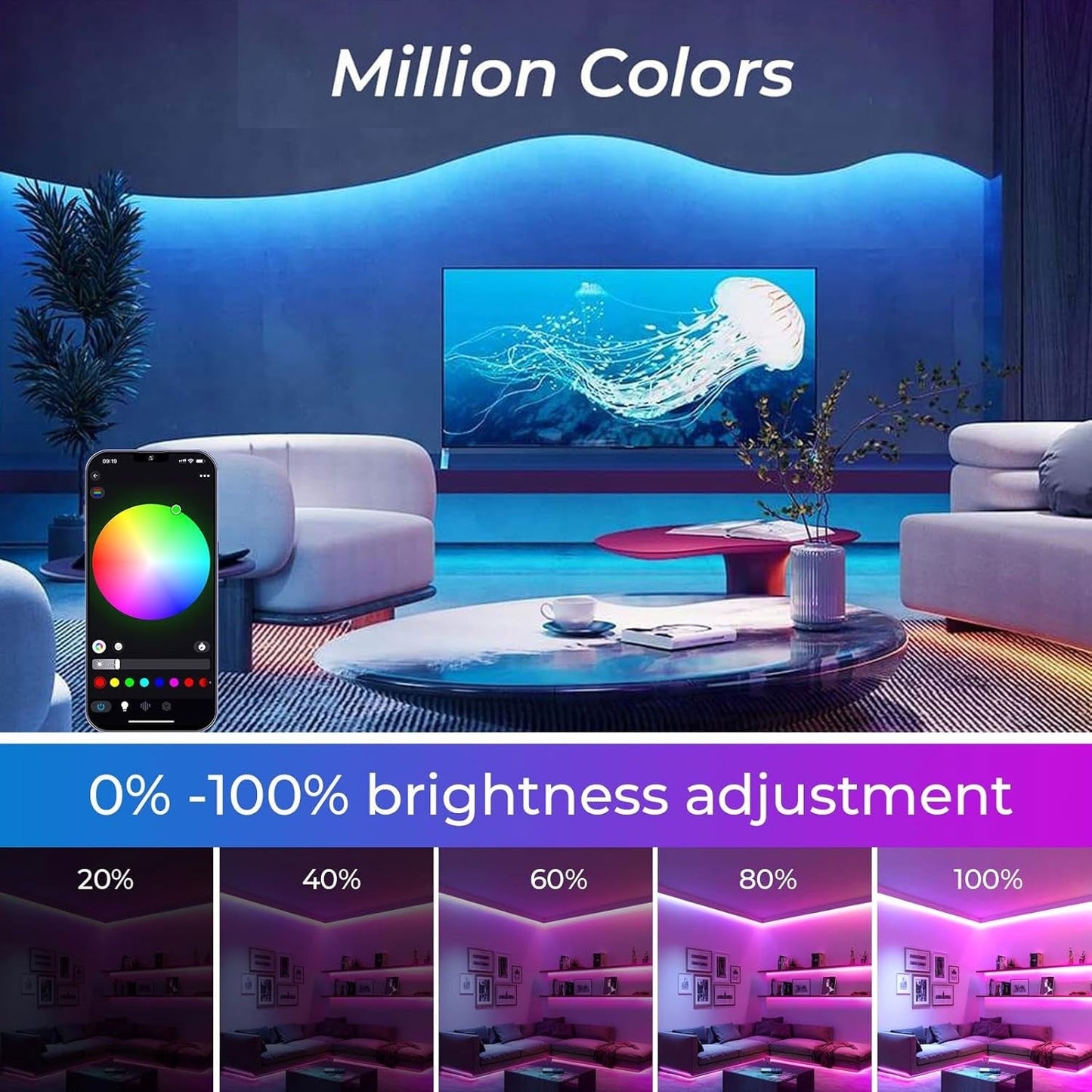 Intelligente RGB neon LED-lysstrimler