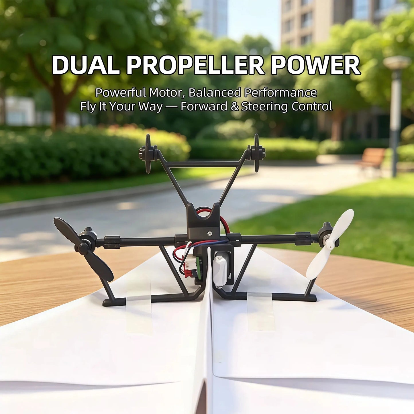 Hotfree motorisert fjernstyrt papirflysett (med gyroskopstabilisator) – DIY elektrisk fjernstyrt fly med to propeller, lett og sammenleggbar STEM-leke