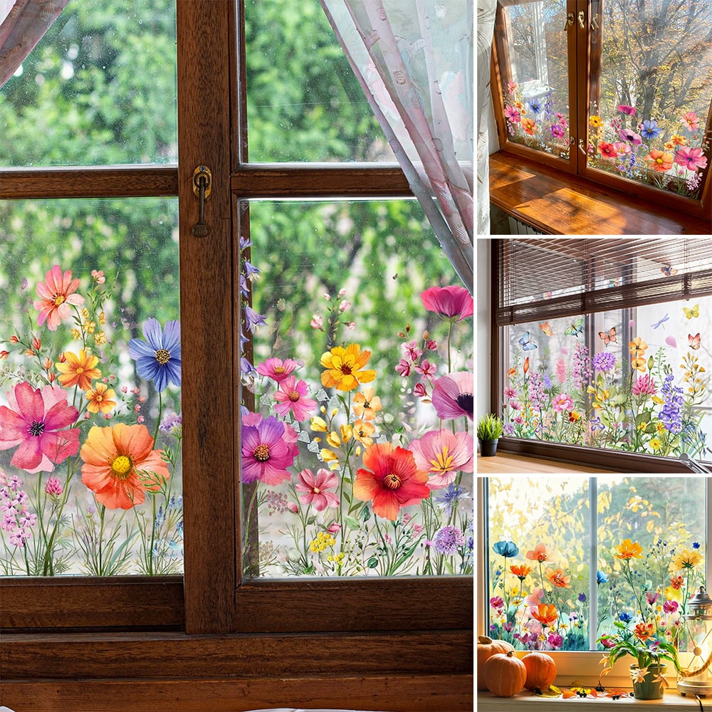 Kjøp 2 få 1 gratis💐Fargerik blomsterbukett vindusklistremerke