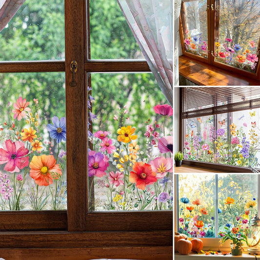 Kjøp 2 få 1 gratis💐Fargerik blomsterbukett vindusklistremerke