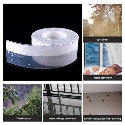 5 m dørtettingslist - selvklebende, fleksibel silikon, holder støv, insekter og smuss ut