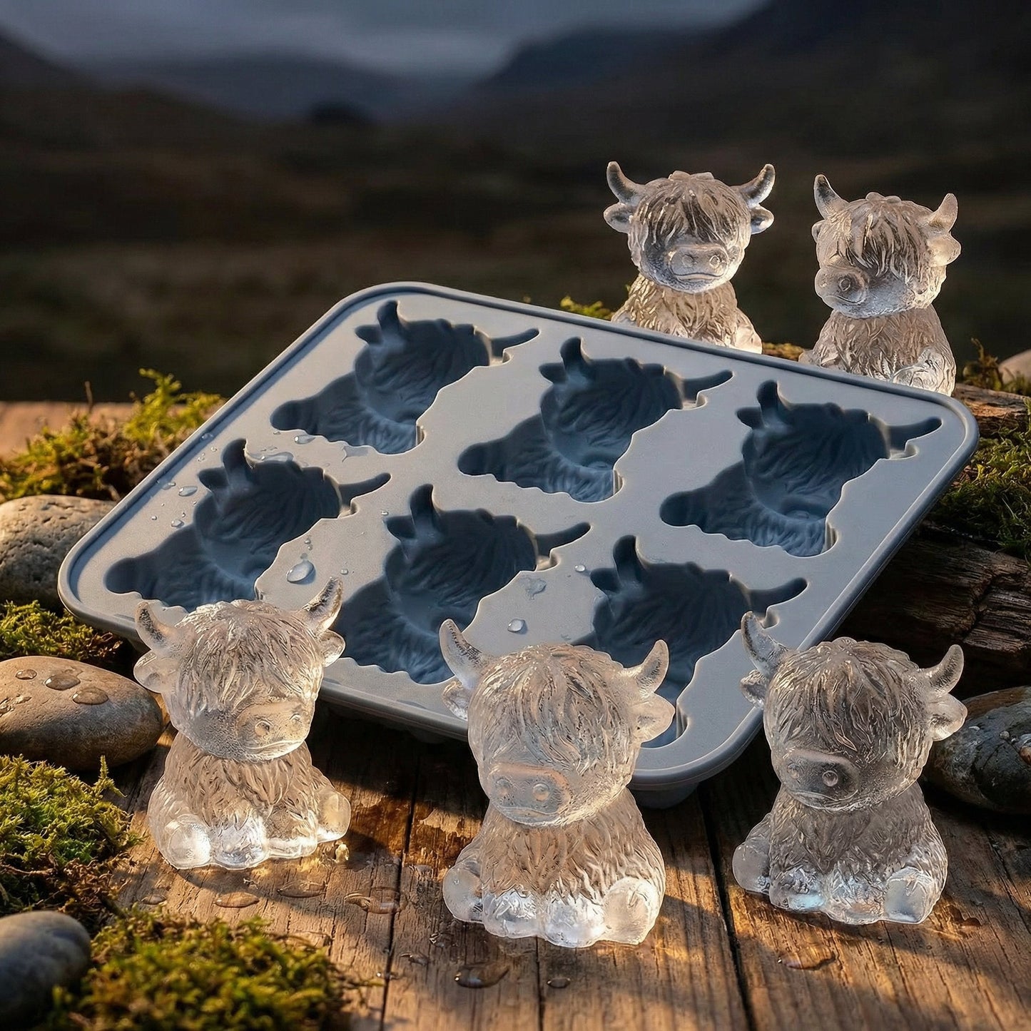 🐮 Mini isbitform av høylandsku – Søt 3D-is til drinker, fester og gave