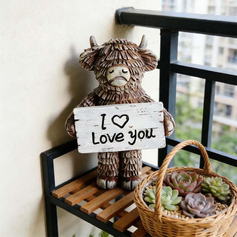 Hochlandrind „Ich ❤️ liebe dich“ Harzstatue