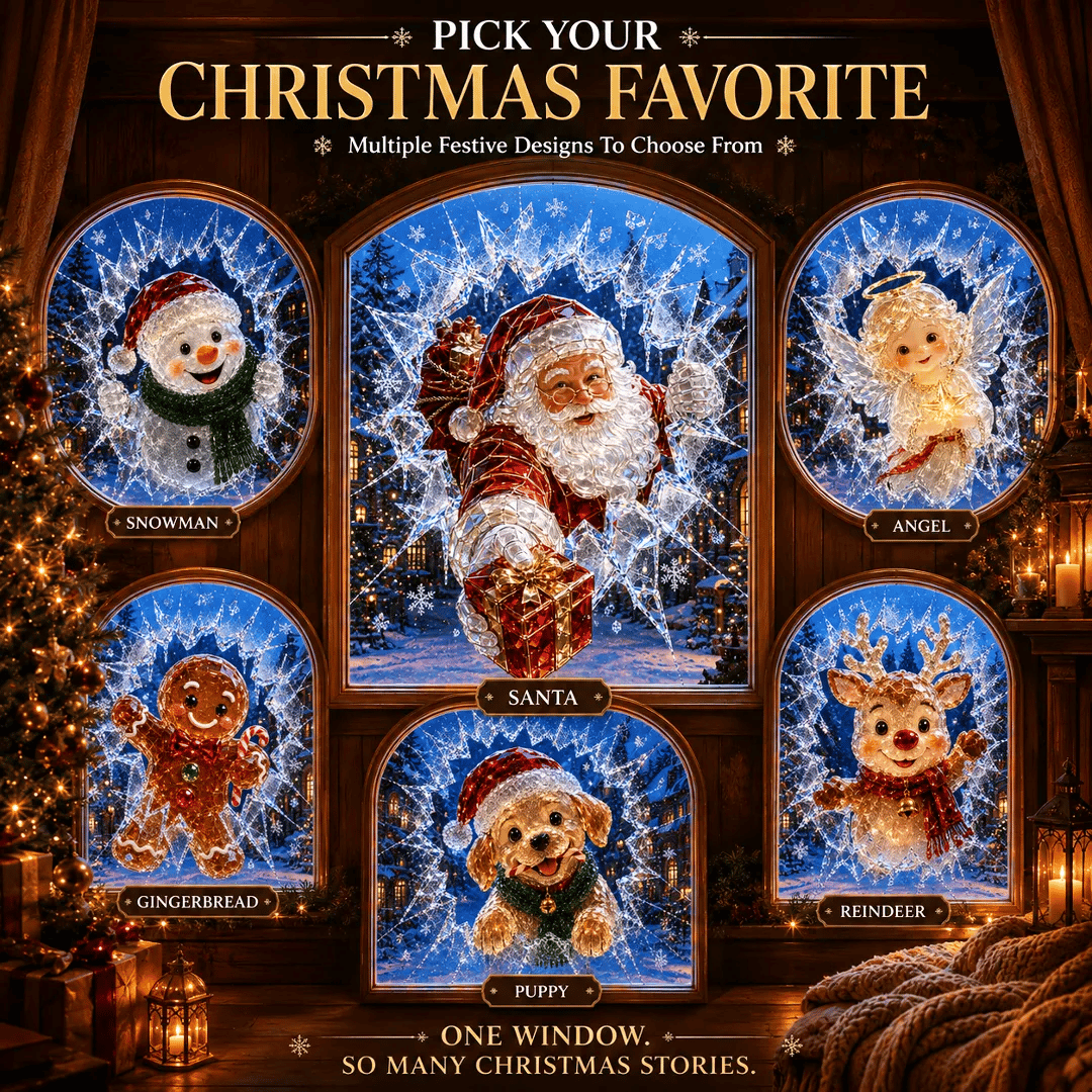 🔥HETEREA 49 % RABATT✨🎄Krystalljulevindu-innbruddsdekorasjon — 3D-dekorasjon av knust glassvind