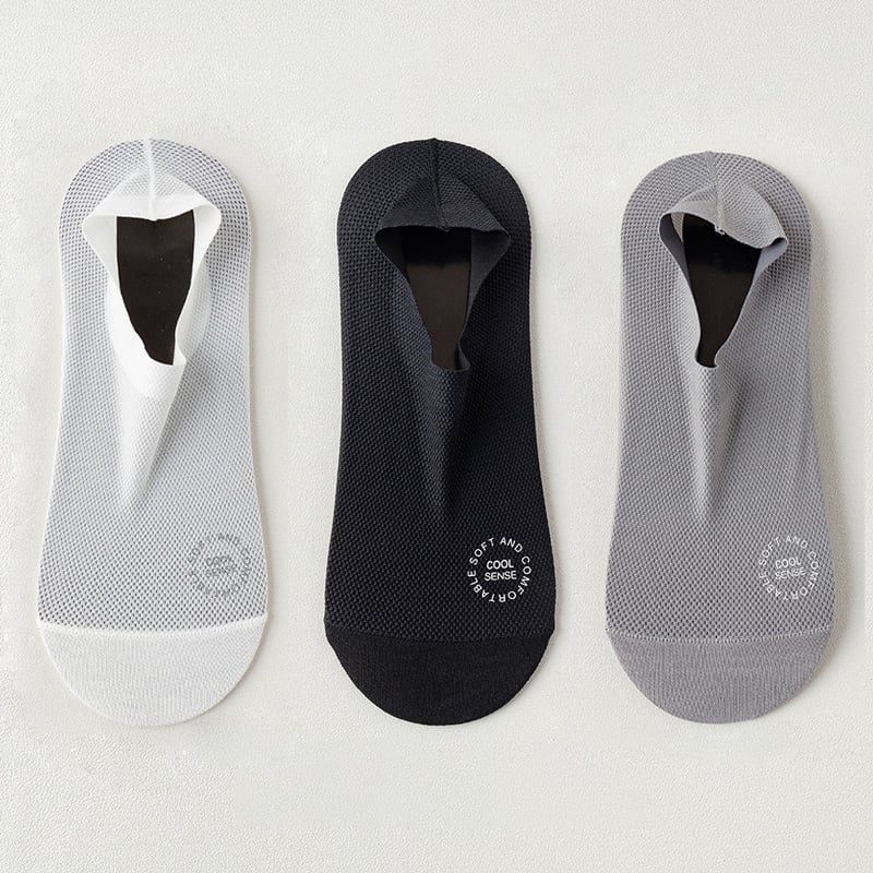 🔥 Pakke med 3 par usynlige sokker med sklisikker såle 🧦 – Pustende, lavskåret design med sklisikker og svetteabsorberende egenskape