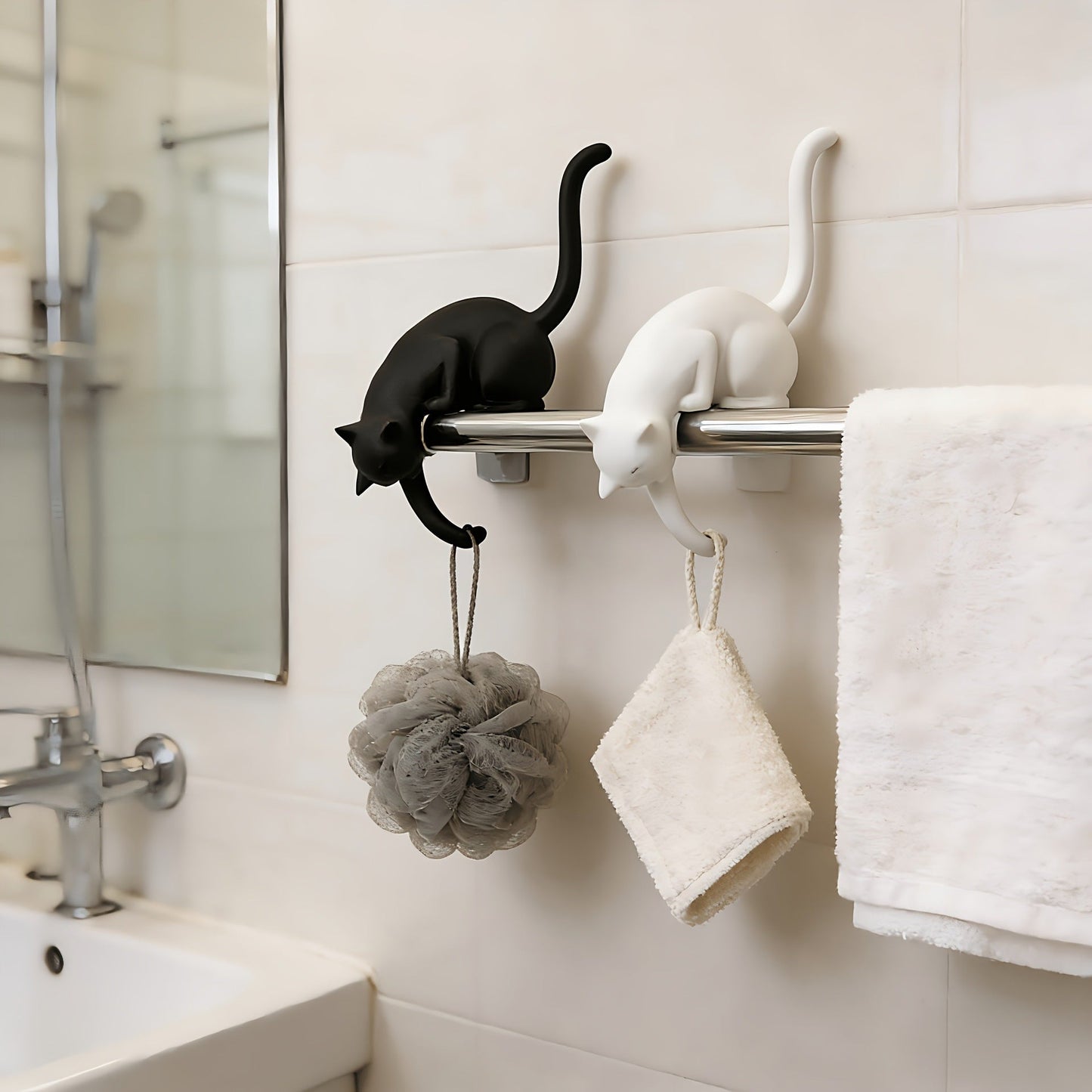 🐈‍Søt kattefigur til bokhyllen med LED-lampe - Søt dekorasjon til bokhyllen og praktisk nøkkelholder