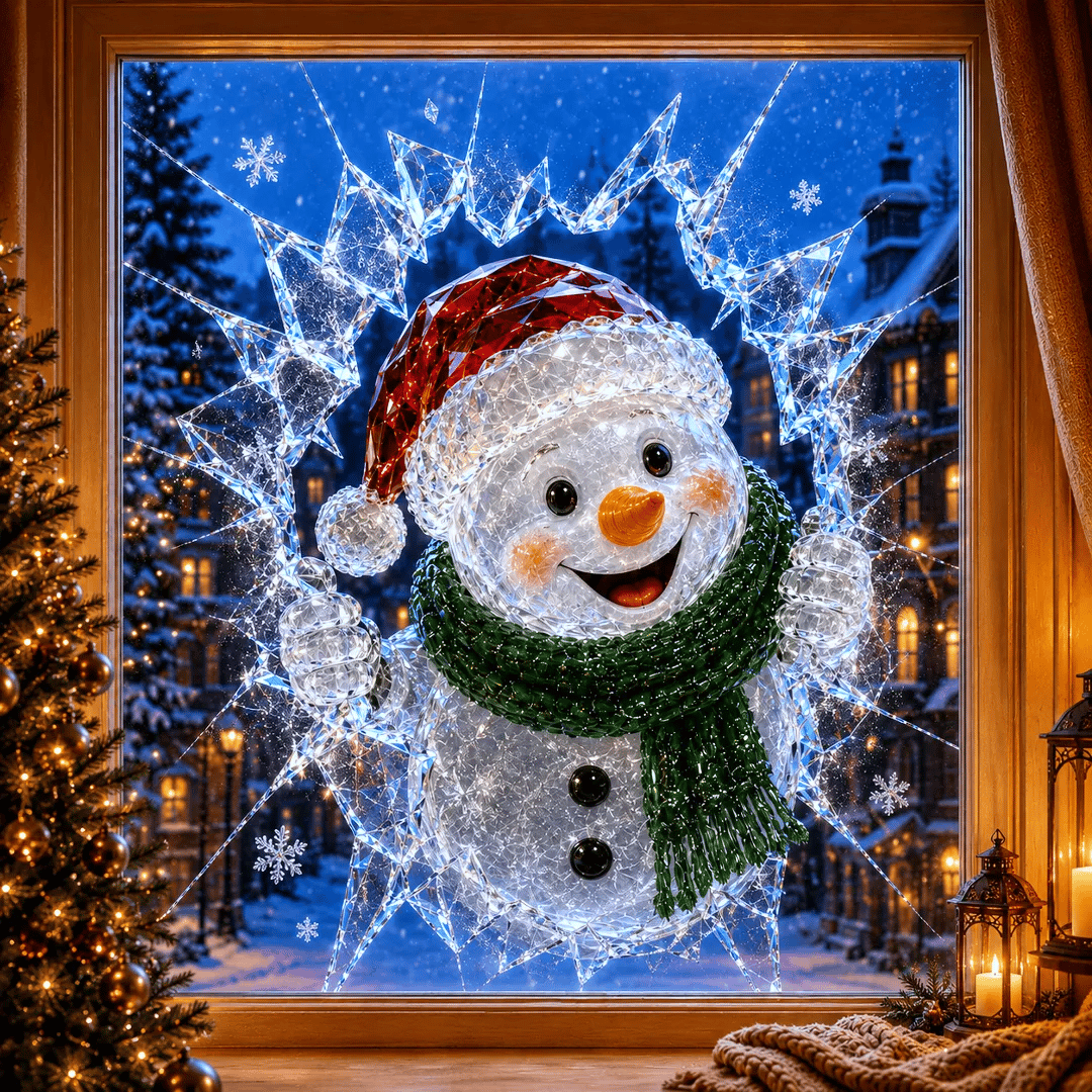 🔥HETEREA 49 % RABATT✨🎄Krystalljulevindu-innbruddsdekorasjon — 3D-dekorasjon av knust glassvind
