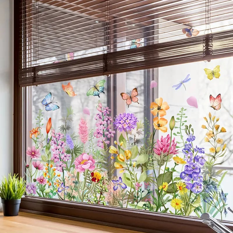 Kjøp 2 få 1 gratis💐Fargerik blomsterbukett vindusklistremerke