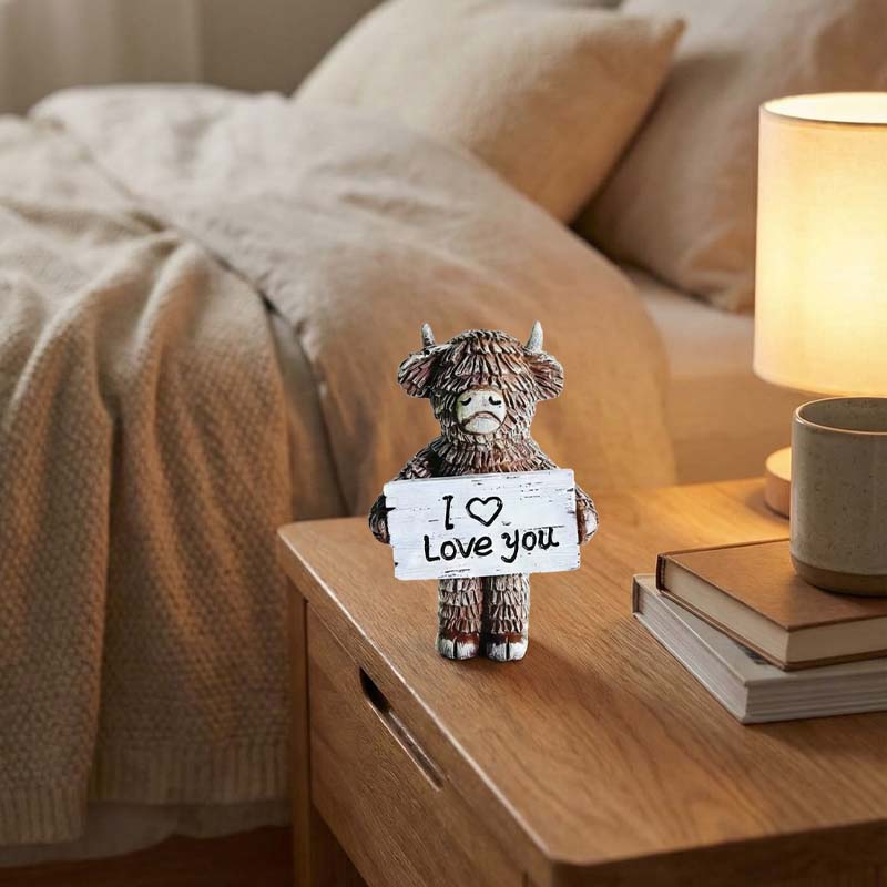 Hochlandrind „Ich ❤️ liebe dich“ Harzstatue