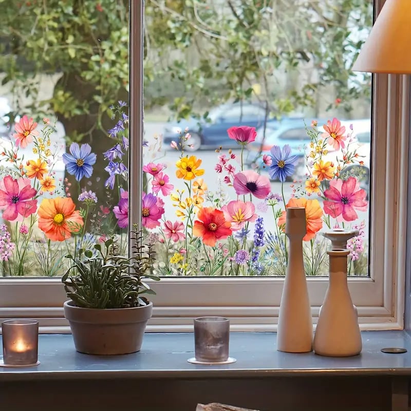 Kjøp 2 få 1 gratis💐Fargerik blomsterbukett vindusklistremerke