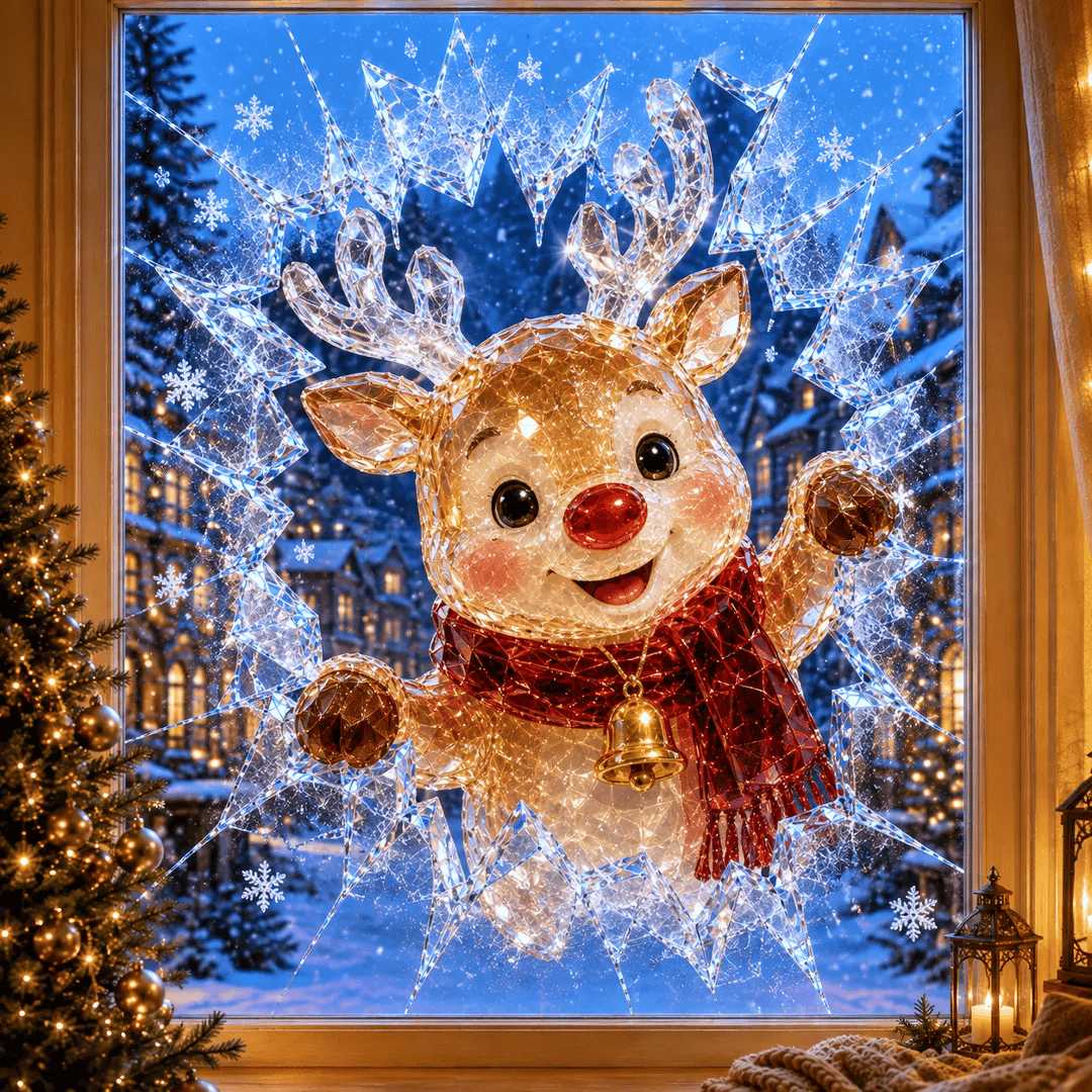 🔥HETEREA 49 % RABATT✨🎄Krystalljulevindu-innbruddsdekorasjon — 3D-dekorasjon av knust glassvind